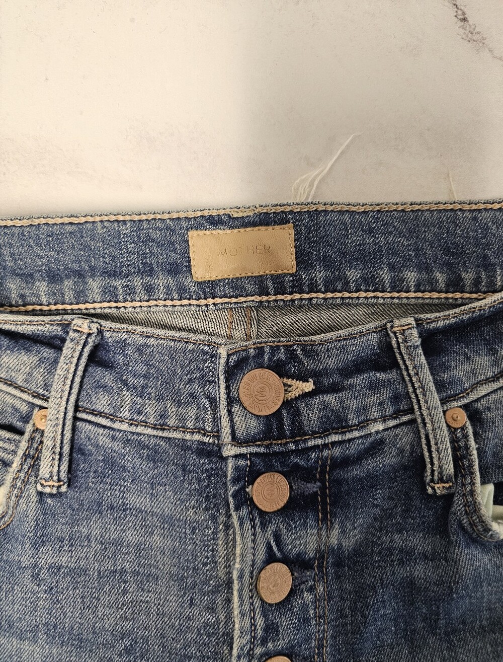MOTHER The Pixie Dazzler Ankle Fray Straight Leg Love Pop Blue Jeans 27 Preowned - Picture 8 of 11